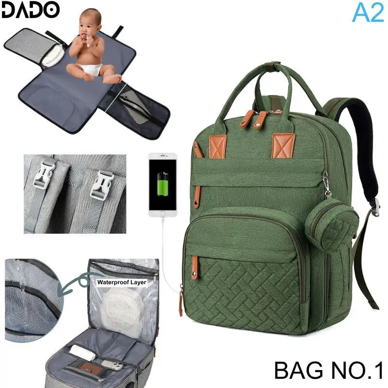 Diaper Bag Backpack with Changing Pad & USB Charging Port
