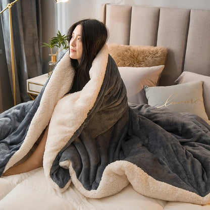 Winter Throw Blanket Double-Sided Sherpa Fleece Warm Bed Blanket
