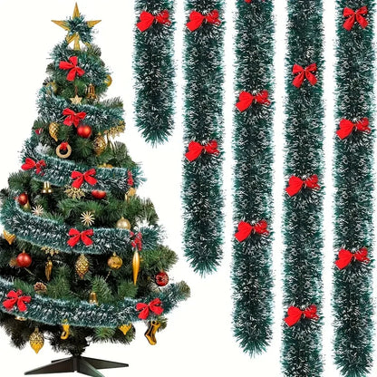 Christmas Tinsel Garland with Decorative Bows