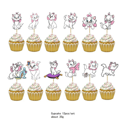 Marie Cat Party Supplies – Disposable Tableware Set, 10 Pcs