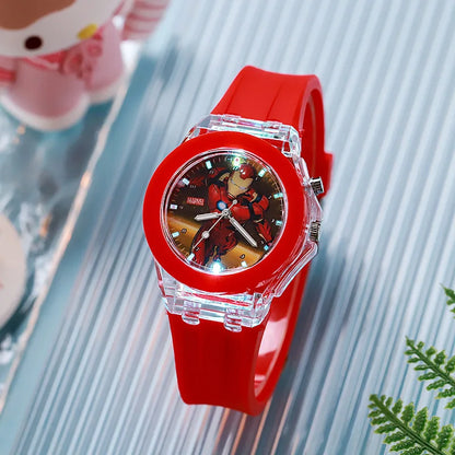 Kids Cartoon Quartz Watch with LED Light – Silicone Strap Girls Watch