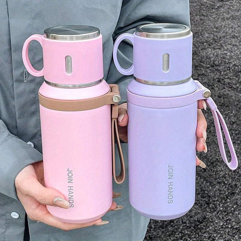 316 Stainless Steel Vacuum Flask with Cup & Tea Compartment | 20.3oz
