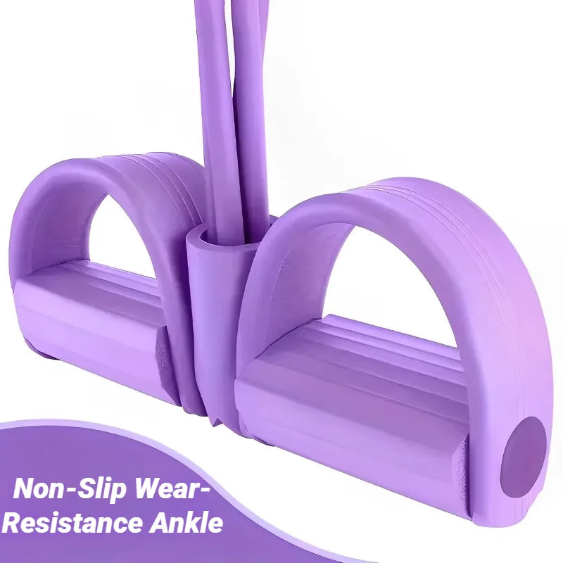 Resistance Band Pedal Exerciser 4-Tube Pull Rope for Yoga, Abs & Full Body Workout