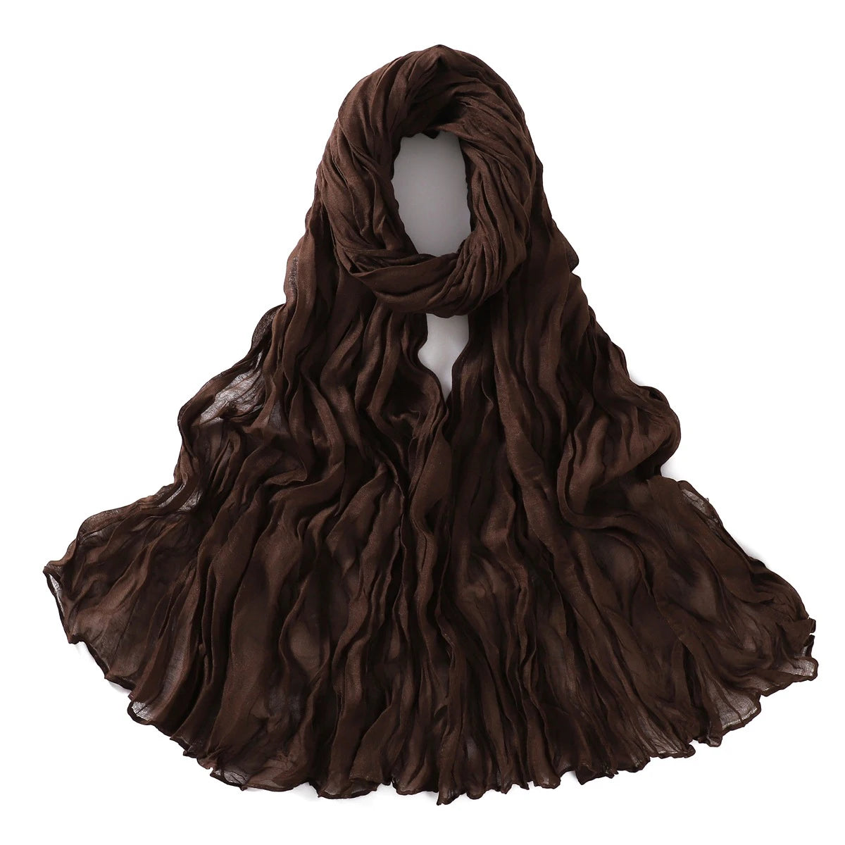 Women's Crinkle Cotton Voile Scarf – Lightweight Solid Color Shawl