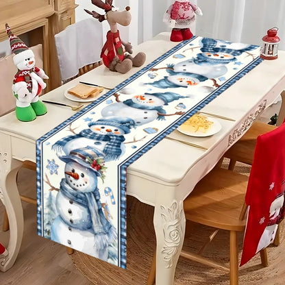 Christmas Table Runner – Festive Gnome & Santa Holiday Tablecloth