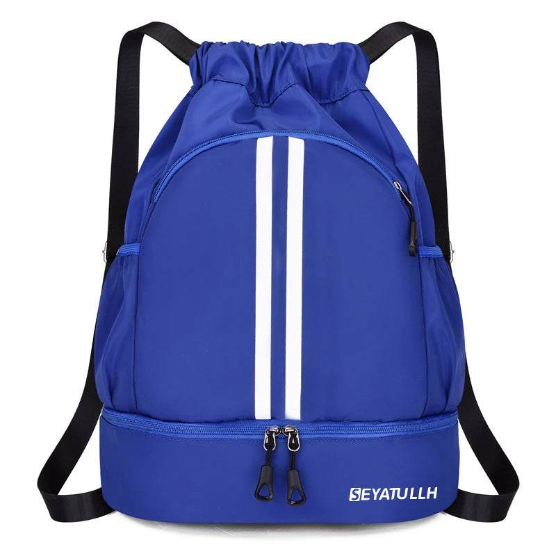 Sports Drawstring Backpack with Shoe Compartment – Waterproof Gym Bag