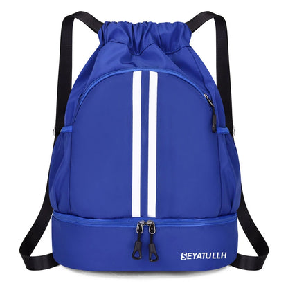 Sports Drawstring Backpack with Shoe Compartment – Waterproof Gym Bag