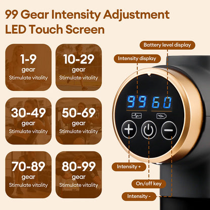 Massage Gun 11-in-1 Electric Fascia Gun with 99 Speed Levels