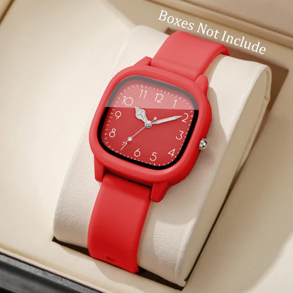 Women's Silicone Band Quartz Watch Set – Casual Style