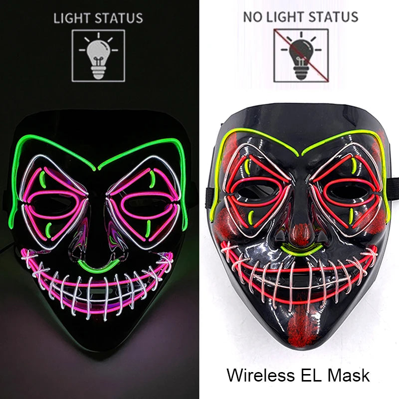 LED Purge Mask – Neon Glow Halloween Cosplay Mask