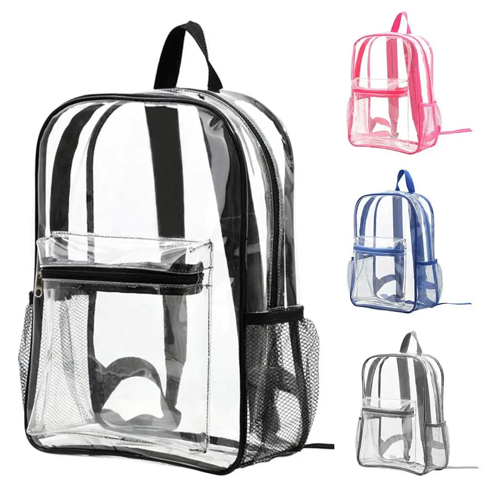 Clear PVC Transparent Backpack – Large Capacity Travel & Sports Bag