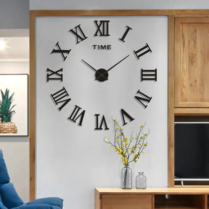 3D DIY Wall Clock – Roman Numerals Acrylic Mirror Design