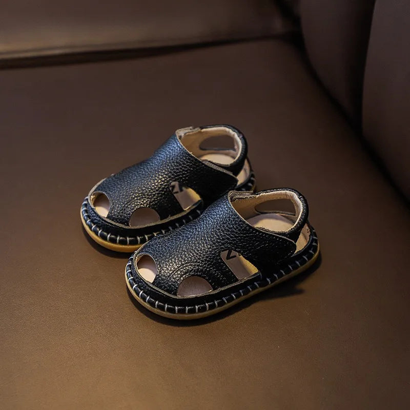 Toddler Genuine Leather Sandals – Soft Sole Boys Girls Summer Shoes