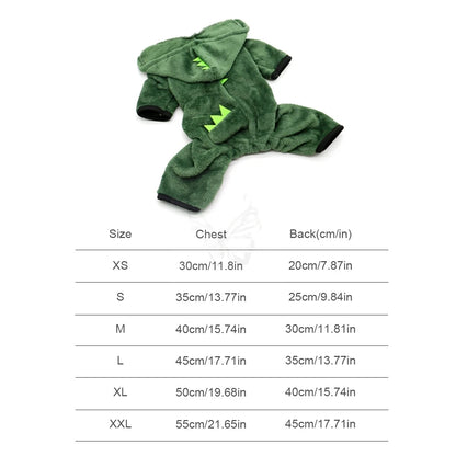 Halloween Dinosaur Fleece Hoodie Costume for Cats and Small Dogs