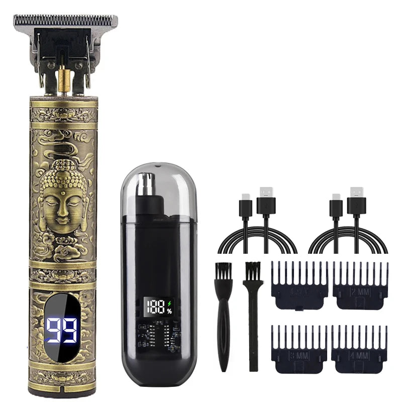 Hair Clipper & Beard Trimmer Kit Rechargeable T9 Vintage