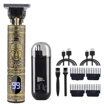 Hair Clipper & Beard Trimmer Kit Rechargeable T9 Vintage