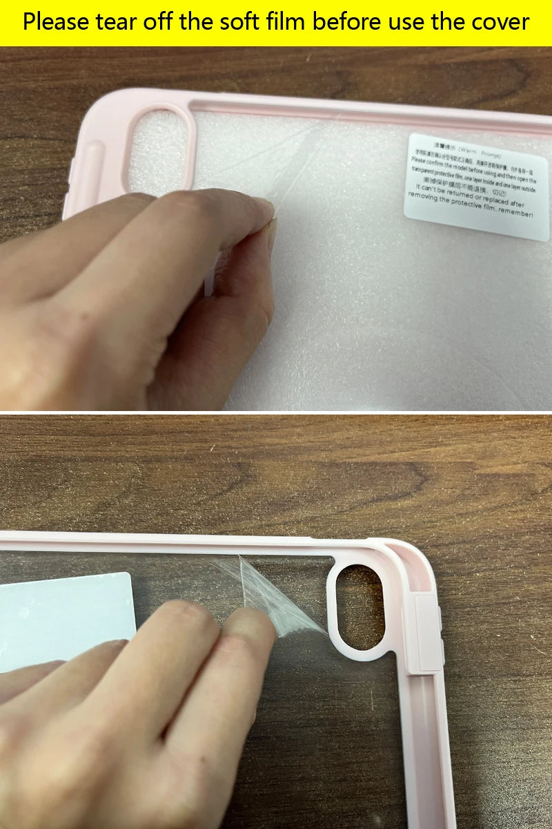 iPad Case with Pencil Holder - Trifold Clear Acrylic Back Cover
