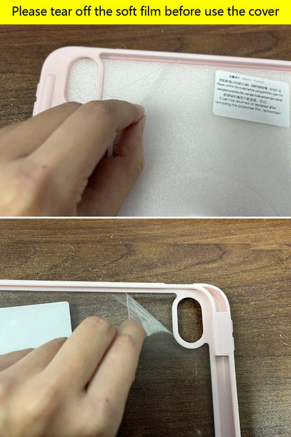 iPad Case with Pencil Holder - Trifold Clear Acrylic Back Cover