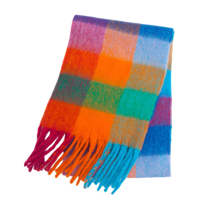 Women's Thick Winter Scarf – Colorblock Cashmere Shawl Wrap