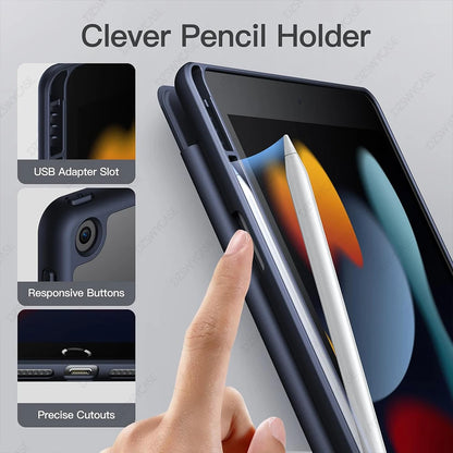 iPad 10.2 Case with Pencil Holder – 7th 8th 9th Generation Smart Cover