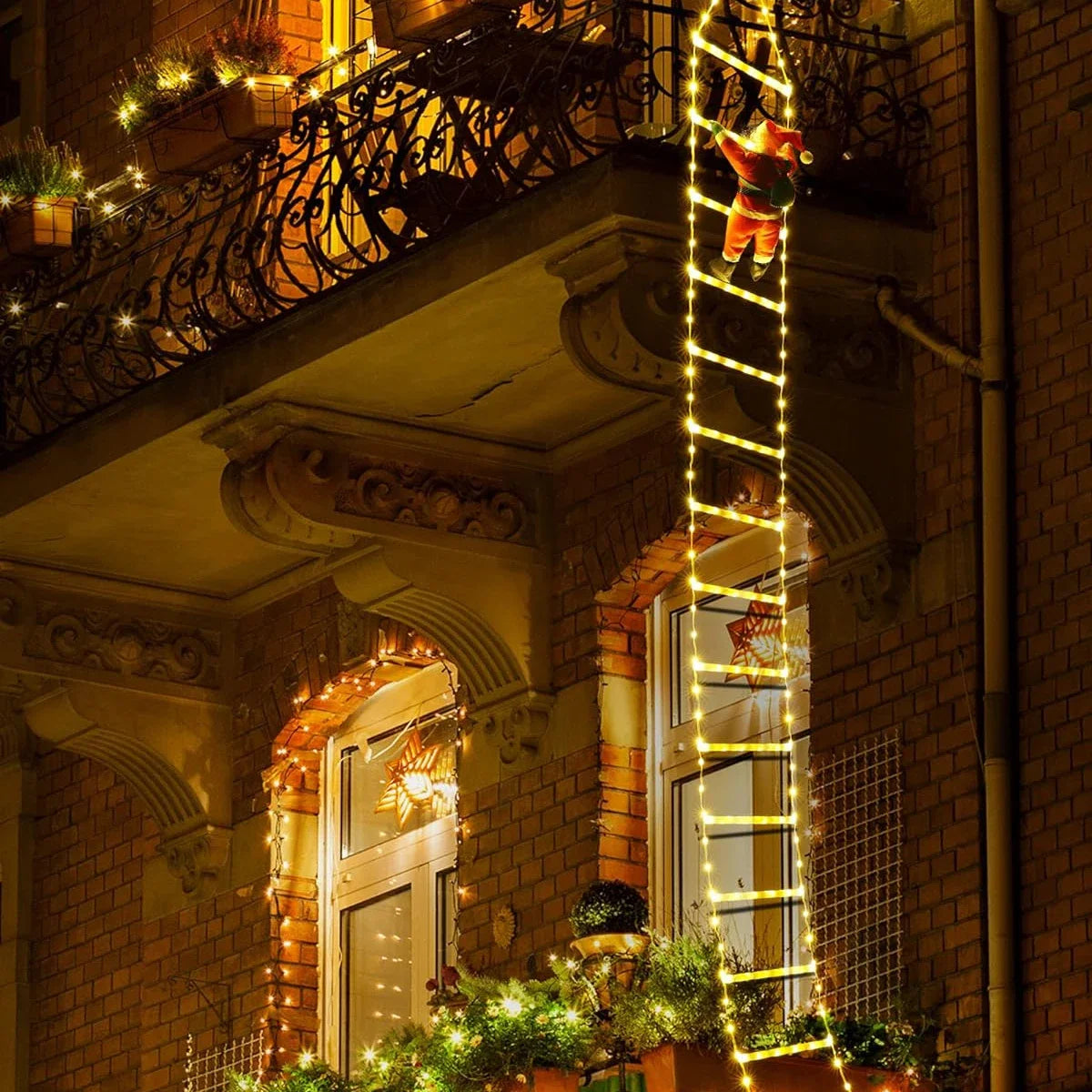 Santa Claus Climbing Ladder LED Light – 3M Outdoor Christmas Decoration