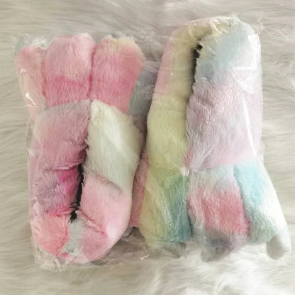 Animal Paw Slippers – Unisex Fluffy Bear Claw House Shoes