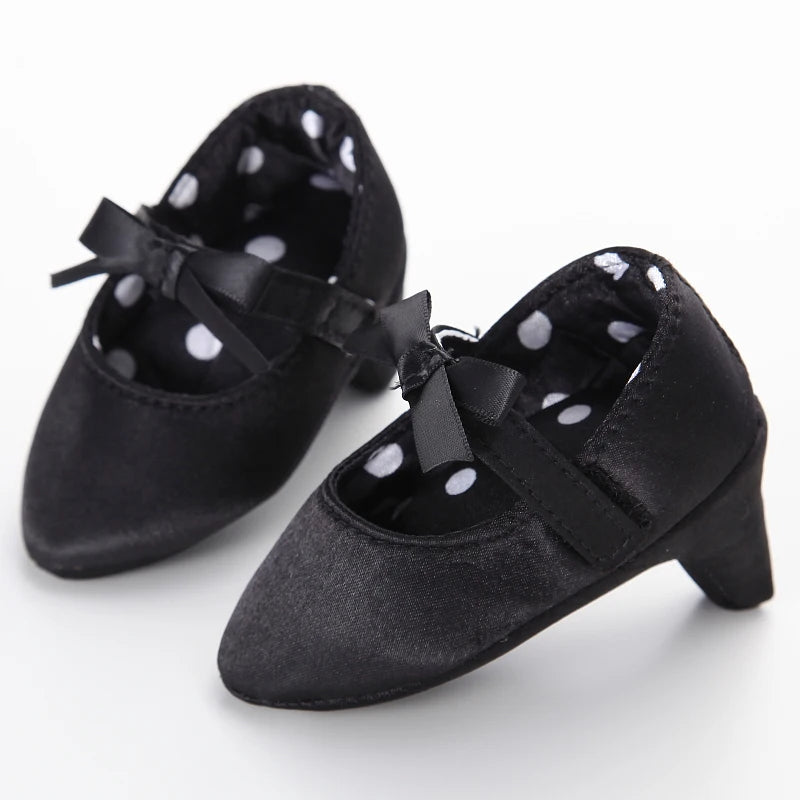Baby Girl Heel Shoes – Princess Bow Crib Shoes for Newborns 0-12M