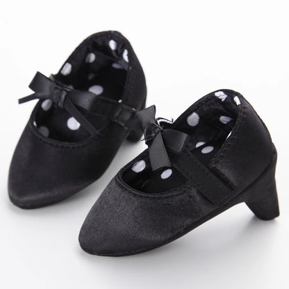 Baby Girl Heel Shoes – Princess Bow Crib Shoes for Newborns 0-12M