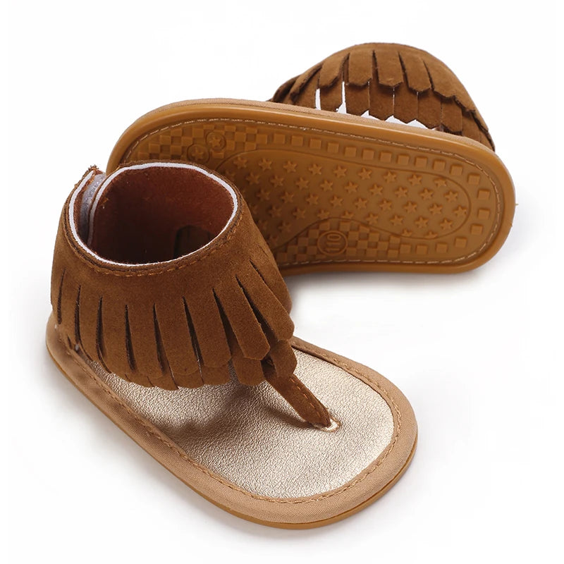 Baby Girl Tassel Sandals – Non-Slip Flat Princess Shoes