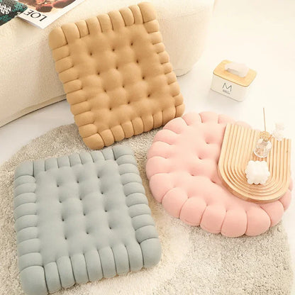 Biscuit Plush Chair Seat Cushion – Soft Tufted Seat Pad