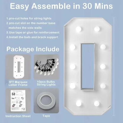 Light-Up Marquee Number 0-9 | 28.7" LED Party Decoration