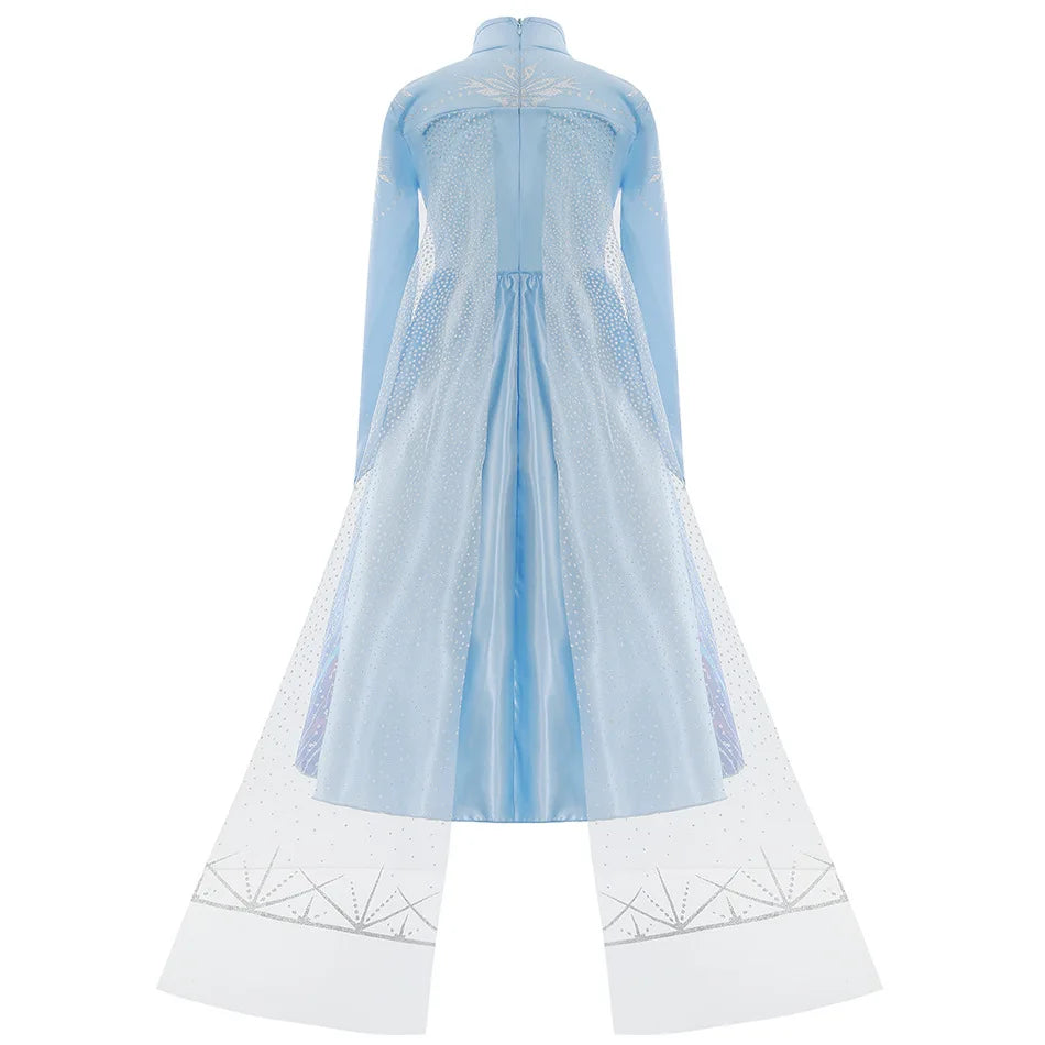 Elsa Frozen Princess Costume for Girls – Halloween & Birthday Party Dress