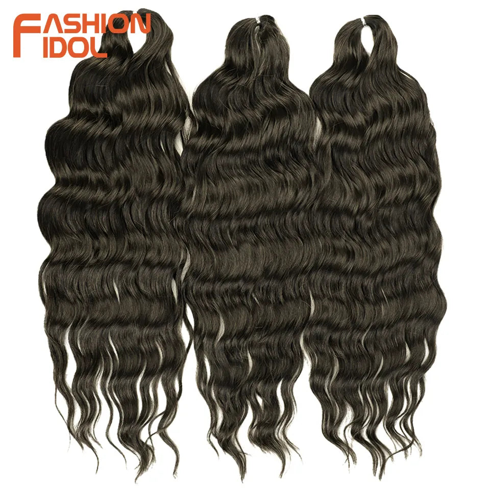 Deep Wave Braiding Hair Extensions 24 Inch – Synthetic Water Wave Crochet Hair