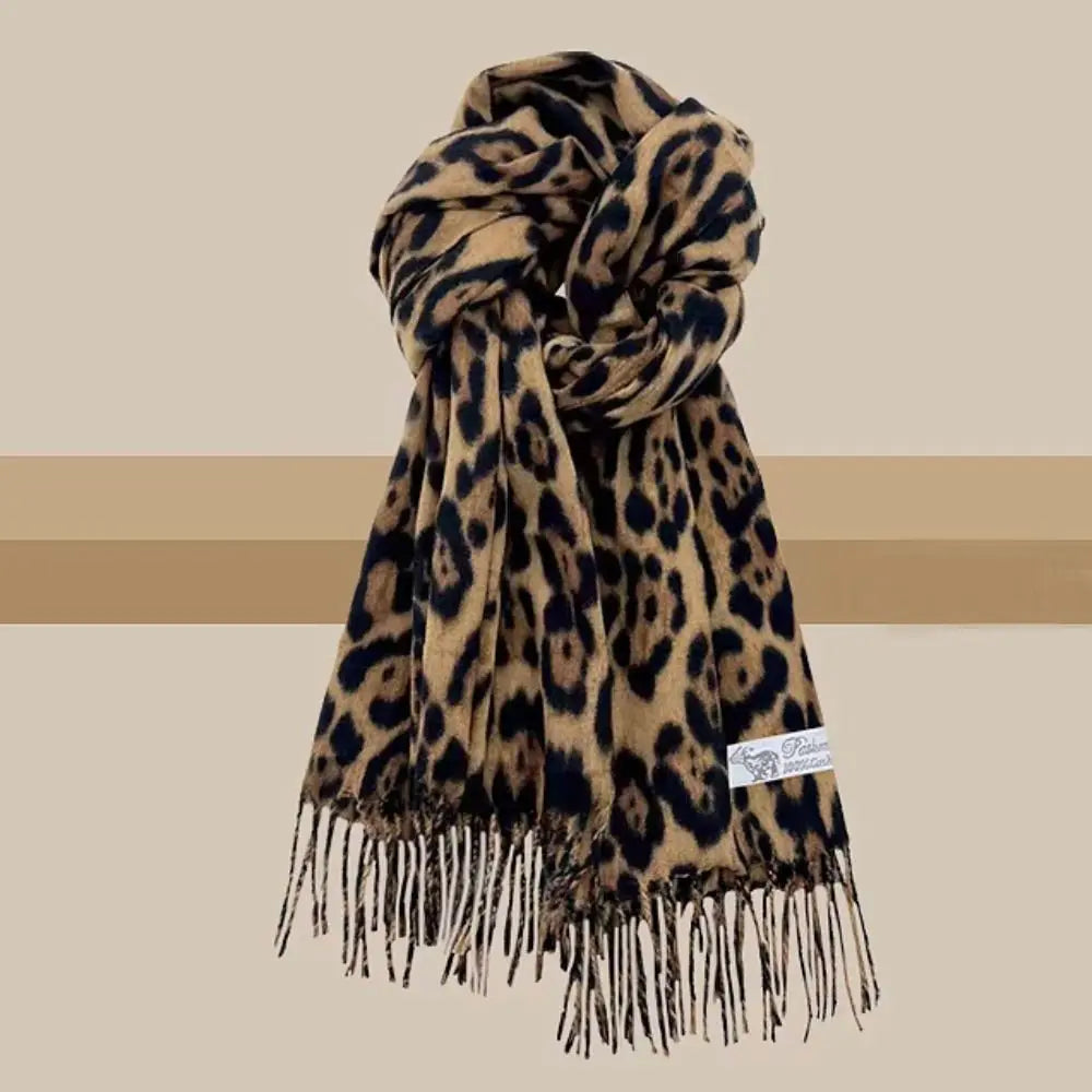 Leopard Print Pashmina Shawl Scarf – Warm Faux Cashmere Wrap