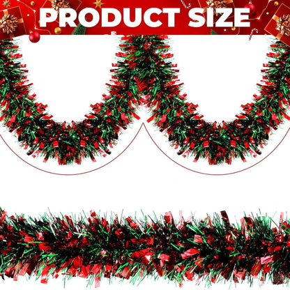 Christmas Tinsel Garland with Snowflakes & Tree Cutouts – 2M