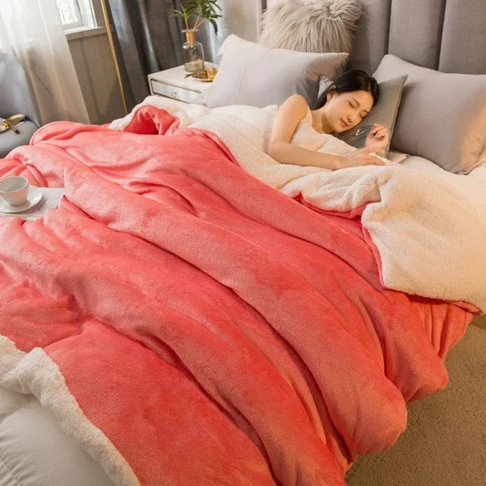 Winter Throw Blanket Double-Sided Sherpa Fleece Warm Bed Blanket