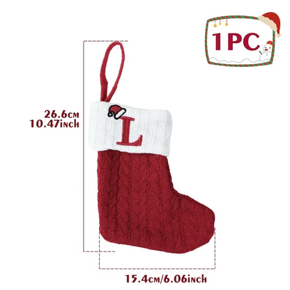Christmas Alphabet Knit Stocking Ornament – 26 Letters