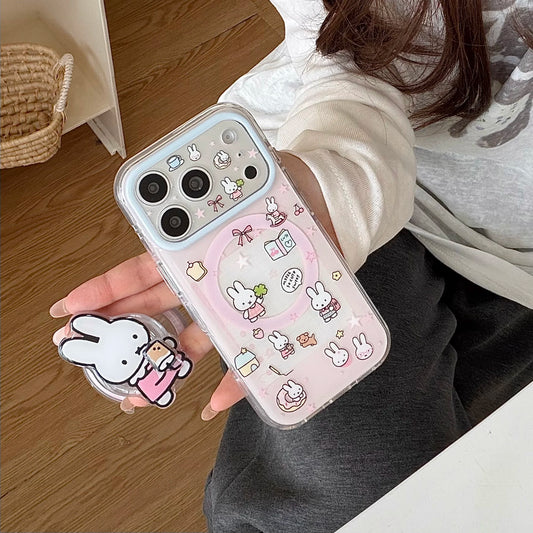 Cute Cherry Pink Miffy Rabbit Magnetic iPhone Case