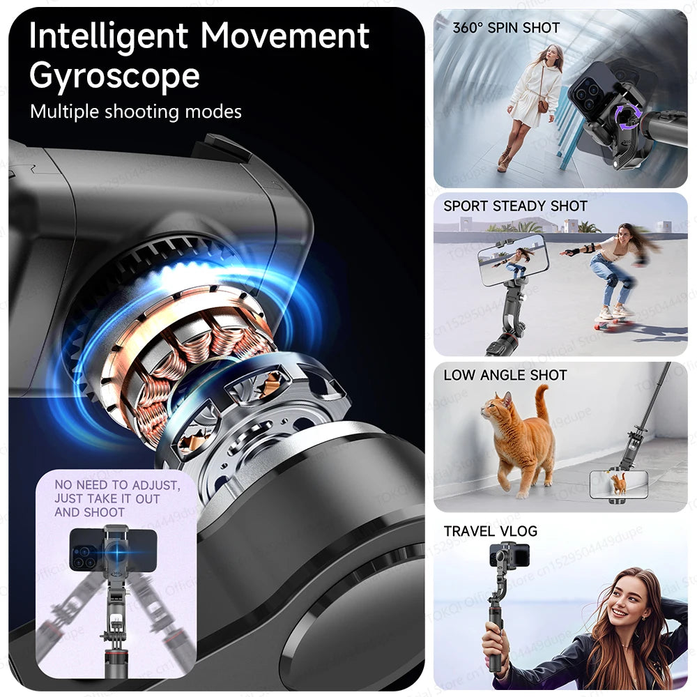 C22 AI Face Tracking Gimbal Stabilizer – 360° Selfie Stick Tripod