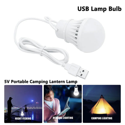 Portable USB LED Bulb 5V Camping Lantern Emergency Light