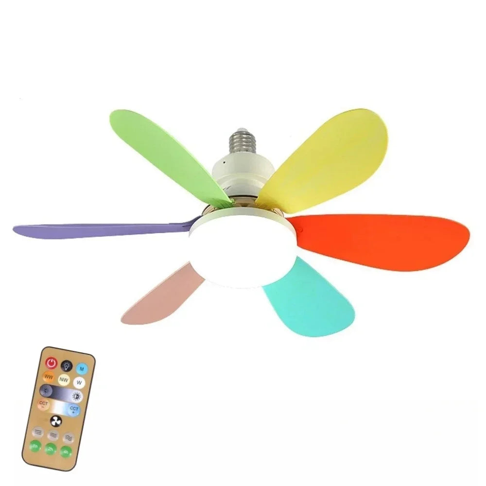 Ceiling Fan Light with Remote Control – E27 LED, Dimmable, Modern