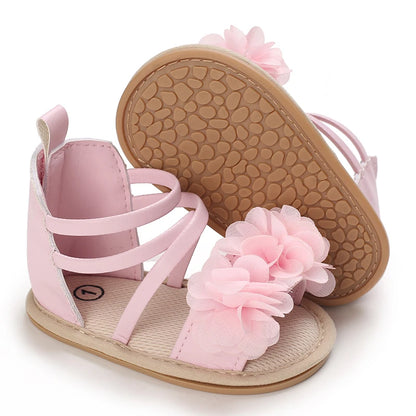 Baby Girl Pink Bow Sandals – Soft Sole Anti-Slip (0-18 Months)