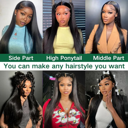 HD Lace Front Straight Human Hair Wig – 13x4 / 13x6 Glueless, 16–42 Inch