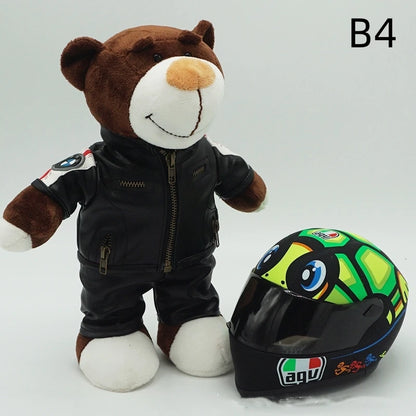 Motorcycle Helmet Teddy Bear Plush Toy – Kawaii Biker Bear Stuffed Animal Gift