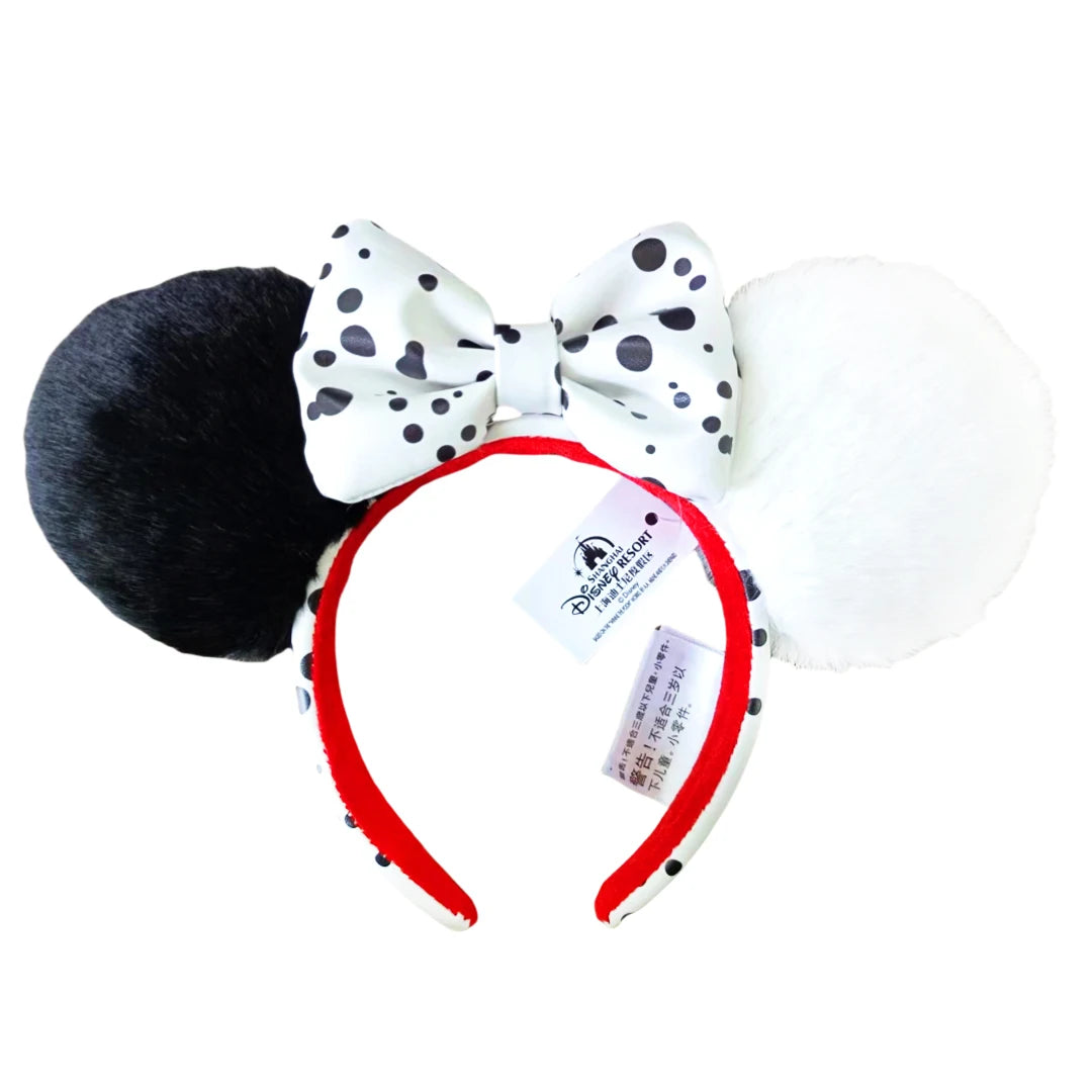 Disney Minnie Mouse Ear Headband with Bow – PU Leather Disneyland Ears