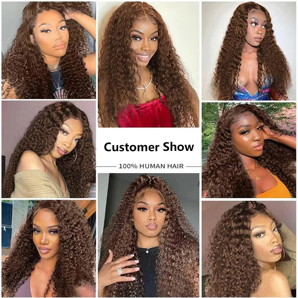 Chocolate Brown Deep Wave HD Lace Front Wig – 13x6, 180%/220%/250% Density