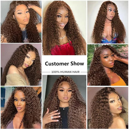 Chocolate Brown Deep Wave HD Lace Front Wig – 13x6, 180%/220%/250% Density
