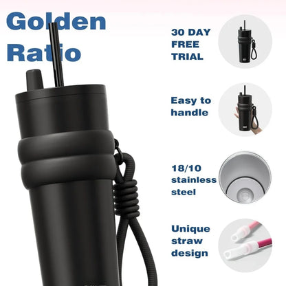 Stainless Steel Travel Thermos with Straw Lid – 700ml (23oz)