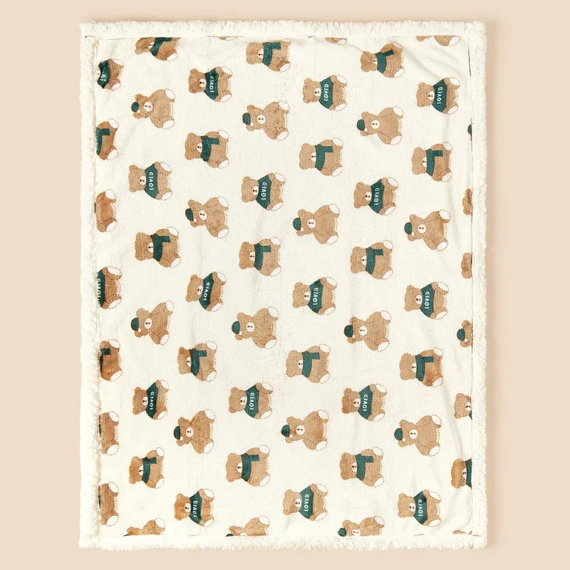 Baby Blanket Sherpa Fleece - Soft Animal Print Swaddle Wrap