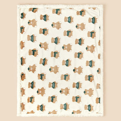 Baby Blanket Sherpa Fleece - Soft Animal Print Swaddle Wrap